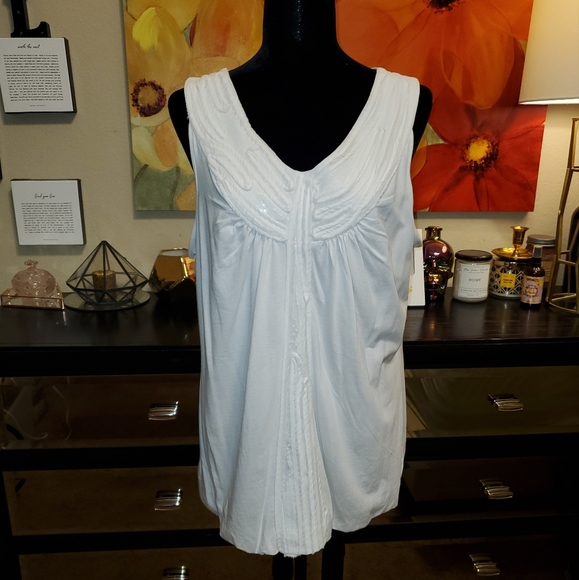 NWT Chico's White Bubble Tank Top w/ sequins Size 3 - Picture 1 of 12